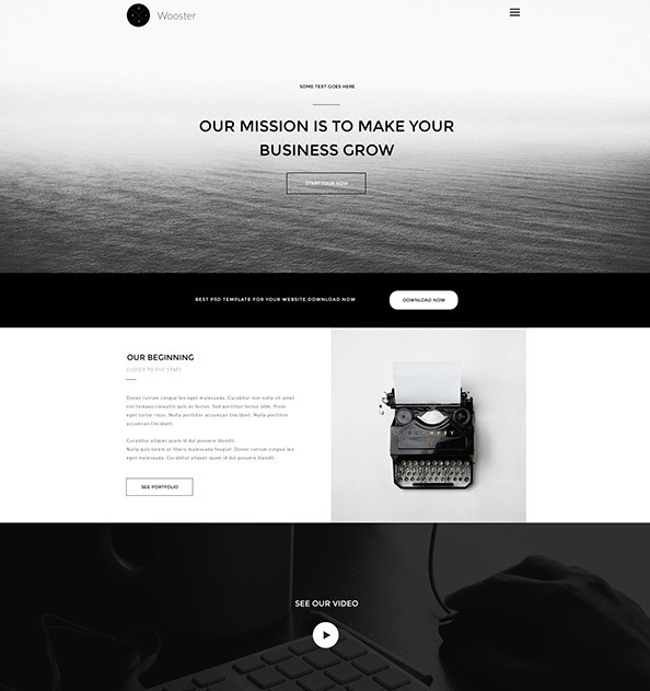 Vintage Single Page PSD Theme